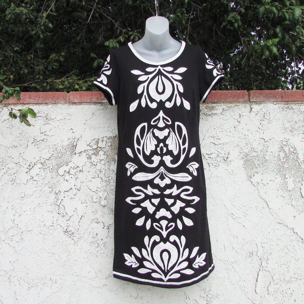 Inc Black Light Tan Embroidered Dress Pl